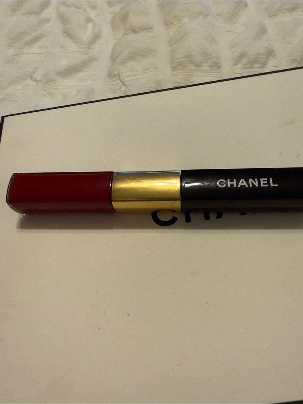 CHANEL Red Lipstick Pen with Gold Accent